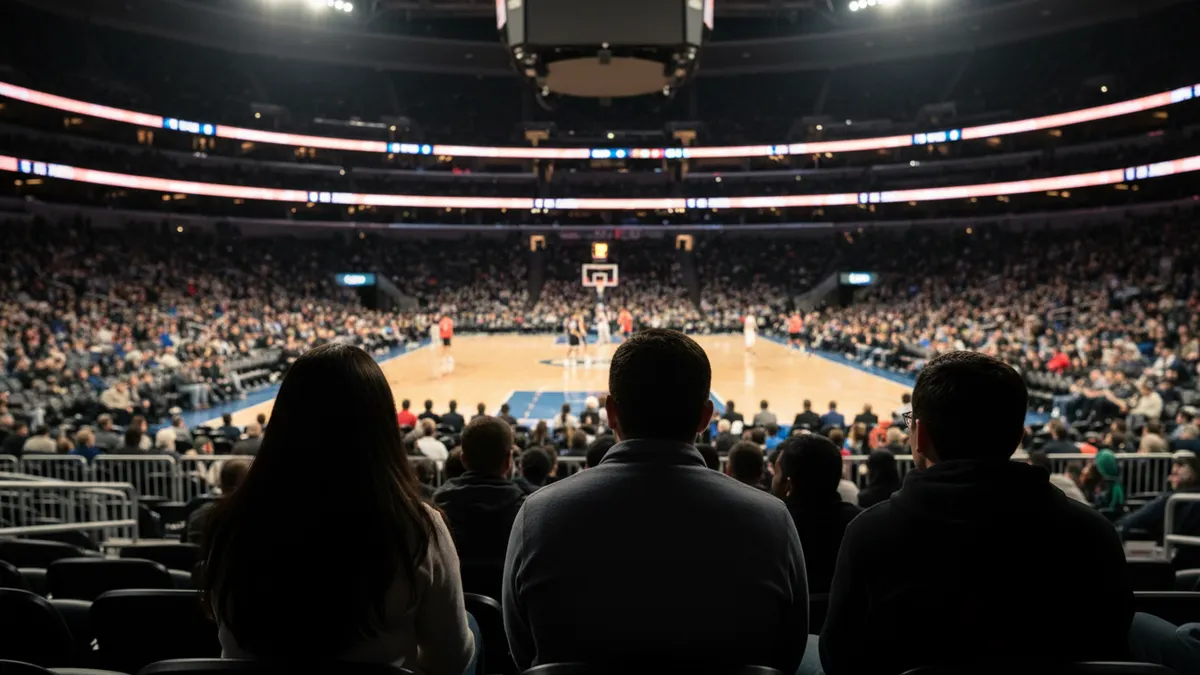 Espectadores de espaldas en las gradas de un partido de la NBA.