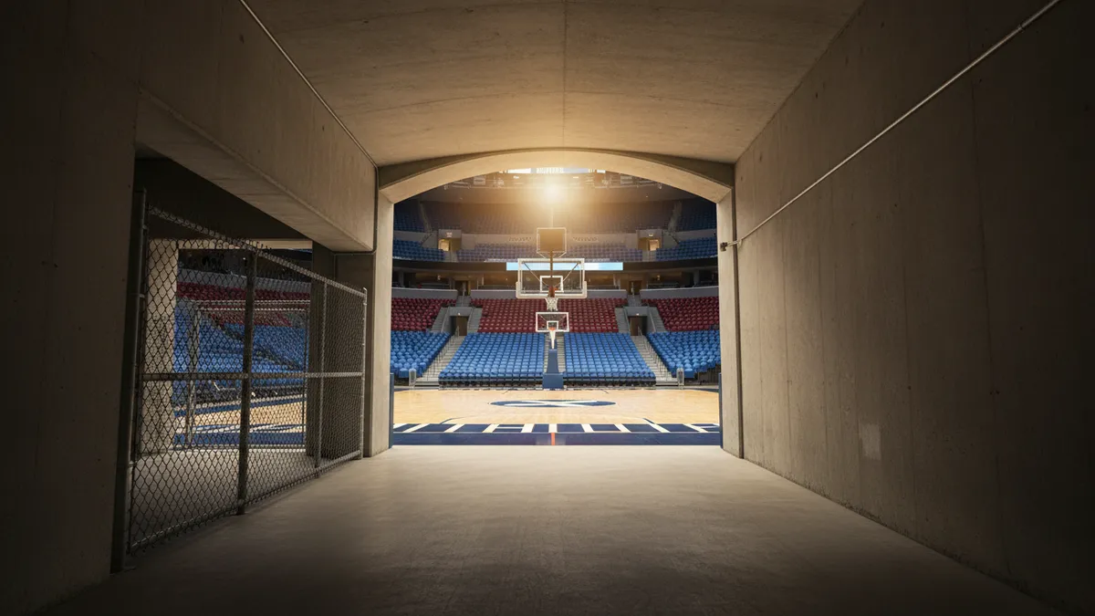 El túnel vacío que lleva a la cancha de la NBA.